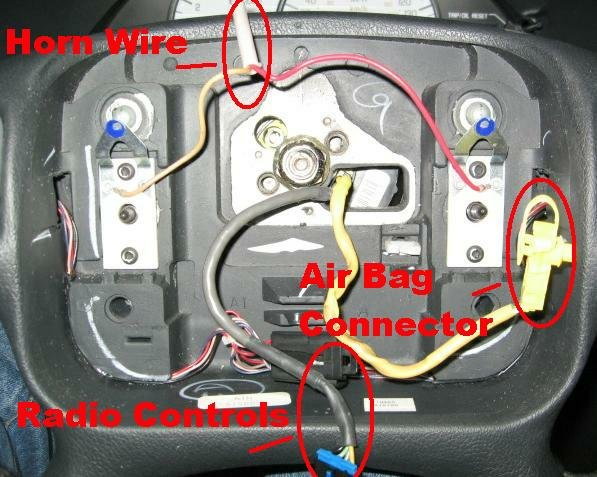 This diagram shows the location of the air bag connector