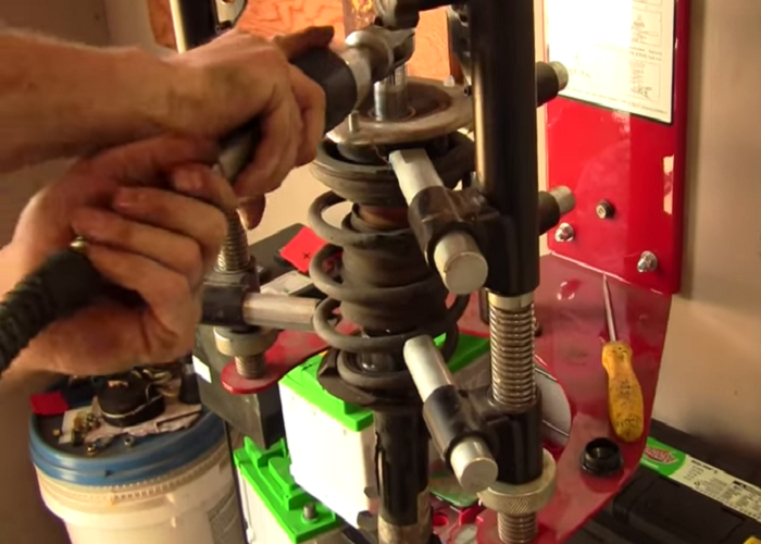 mini cooper R56 R55 spring shock strut coilover install how to remove replace change DIY