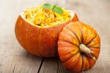 pumpkin risotto in pumpkin bowl