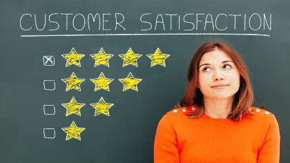 A business owner with a customer satisfaction score of 5 stars. 