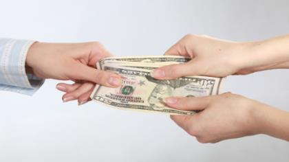 Money exchanging hands. 
