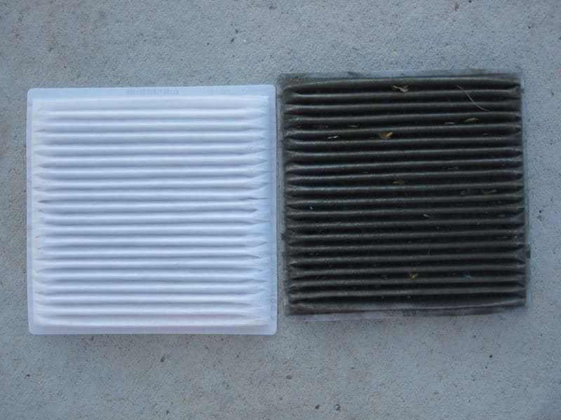 Clean versus dirty cabin air filter