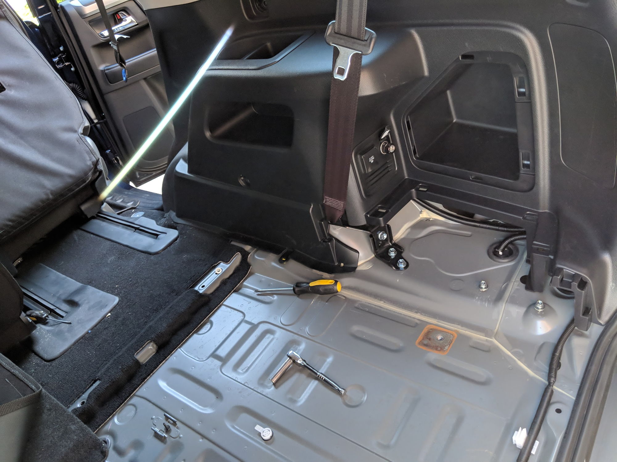 Third Row Seat Removal To Access Rear Panel Pocket Subwoofer Install