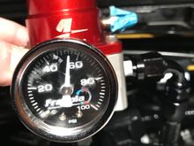 Use the “Vrr-ing” technique to preset the return line fuel regulator to 55psi.