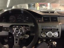 Steering wheel and hub installed