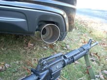 death by rifle or deaf by exhaust?