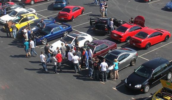 Small crowd around the RSX at Fall IA meet 2010.