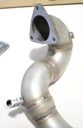 RV6 Downpipe, Left Side with Oxygen Censor Anti-Fowler Installed. 