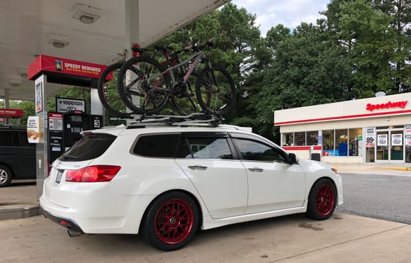 Gassing up before a ride 