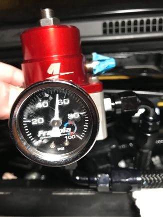 Use the “Vrr-ing” technique to preset the return line fuel regulator to 55psi.