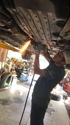 Here’s my buddy Chris cutting out those nasty rusty bolts on the 3rd cat. The toughest part was the intermediate shaft but wow the new axles are night and day. The pcds are a good mod now when I roll into 2nd she spins pretty good. After I figure out the jpipe fitment issue I’ll move to getting the new suspension on