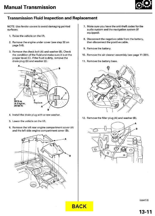 Replacing Manual Trans Fluid, Page 2