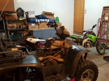 Pit bike : orian 125.  Polaris 700 getting worked on... and my 86 warrior (runs like a champ)