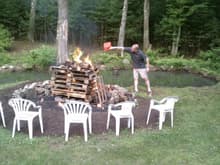 Beergut tending the fire