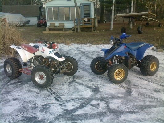 Mine and My cousin's 250X at the Cabin.