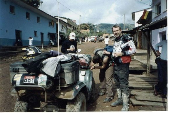 Bolivia 2001- Hitched a ride with Juan Carlos,the promoter of the event. We rode 2 up for the day.                                                                                                      