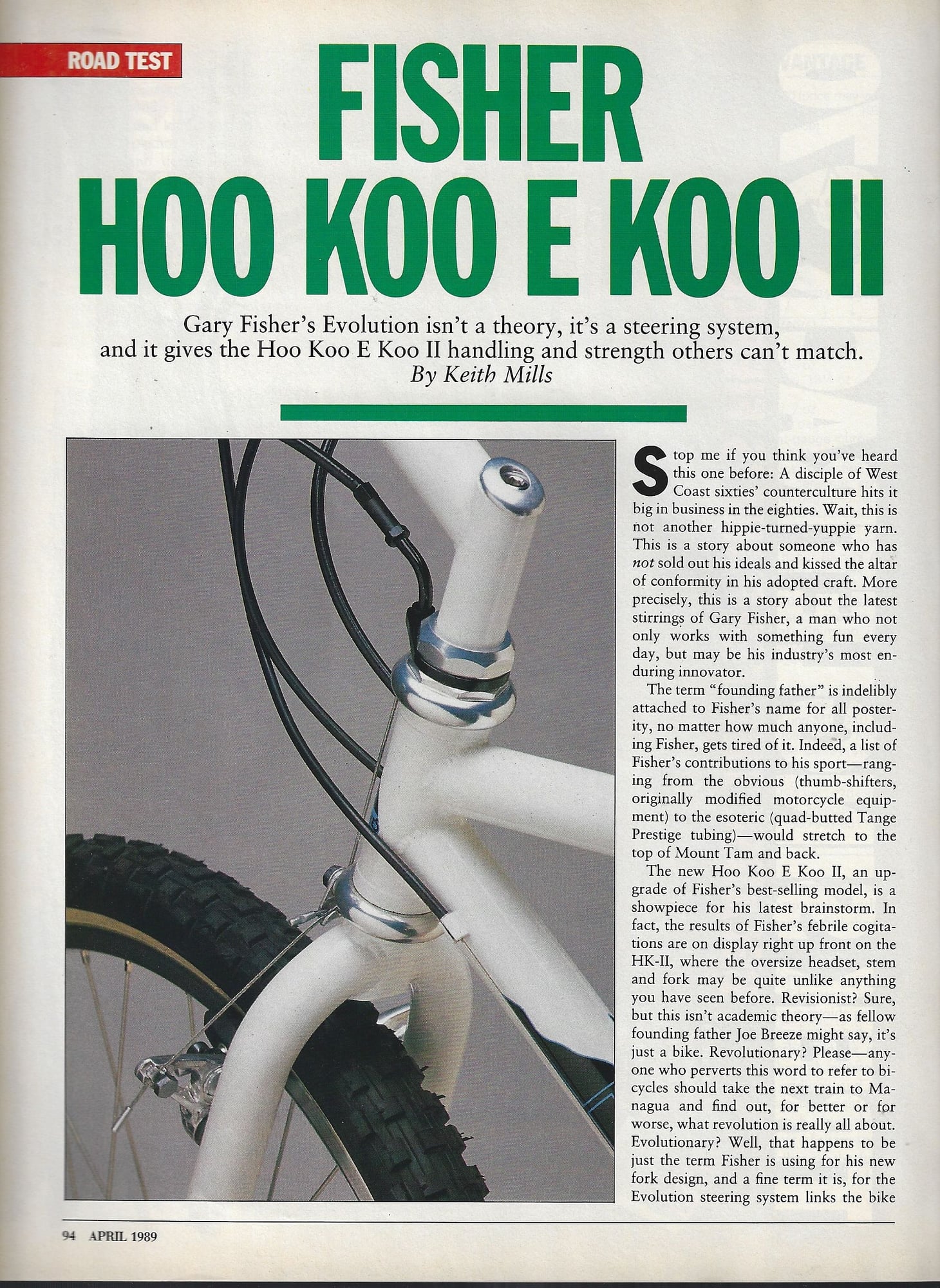 Road Test/Bike Review (1989) FISHER Hoo Koo E Koo II (mtb) - Bike