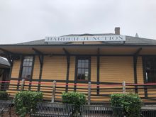 A depot that was relocated from a nearby community. I ride over the tracks where it used to sit but I never knew it was there at one time.