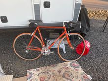 Torelli Countach OS. Veloce/Centaur. Orange tires rotted out.  Now all black. Sweet, fast bike. 

I am in America at the moment for cataract and knee replacement surgeries but weather in Haines is vey harsh at the moment.   

Mike