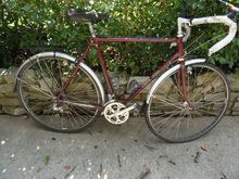 Early '80's Trek 720.  Compact touring geometry with some old skool Helicomatic hubs.  Most parts are showing some wear possibly from age.  Was supposedly  a garage queen but still some good parts left.