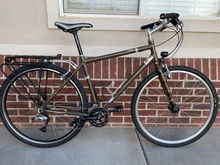 Mismatched front wheel.