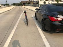 Newly built road with bike lane. 