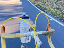 Handlebar-mounted water bottle cage: check
Exposed cables: check
Cloth tape: check
Friction shifting: check
Italian steel: check
Toe clips & straps: check
Tubulars: cheek
C & V: check