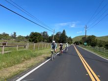 A nice collection of bikes on the Richmond-San Rafael Bridge. 