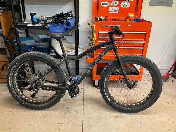 Nuke Proof pedals. Sram crankset upgrade some grips I don’t remember from where lol. Fat Bike ready to roll anywhere.