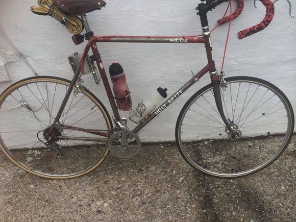 I acquired this at the Trexlertown swap meet in 2012.  I’m still not certain if I lost out on the deal trading a cool suicide front shifter for it.  It is a good looking frame and rides nice.  