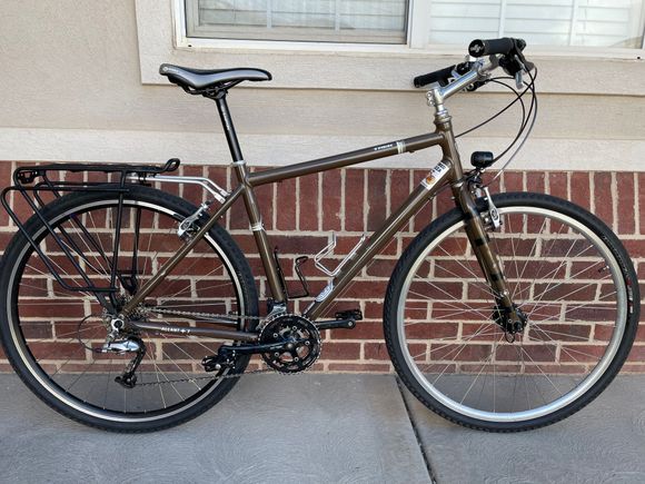 Mismatched front wheel.