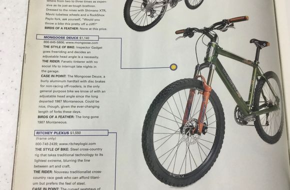 2001 Mongoose Deuce with patented “front porch” adjustable head tube.