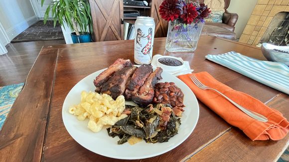 Throughout the ride, I was buoyed  by the knowledge that I had some leftover home-smoked ribs and fixings waiting for me.