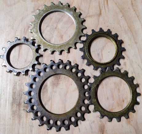 Sprockets removed from body prior to cleaning.