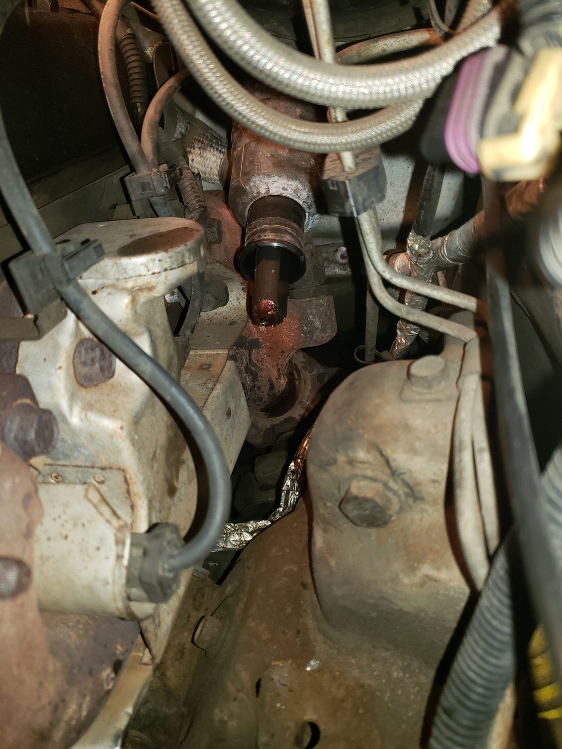 View after removing the original steering gear.