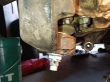 The installed new Mevotech ball joint with the cotter pin hole too high to engage the nut castellations.