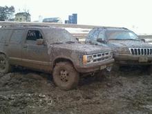 playin in the mud.