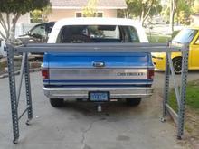 Industrial racking is at least 14' high. You can use one rack but it's more work than it's worth. My Blazer is stock height. 
Nice Rack!