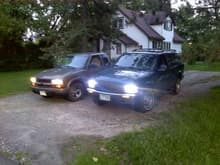 my lil bros s10 and my blazer with the HIDs on
