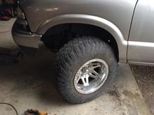 Fender shaved for clearance. full turn no rubbing with 1 1/4in Spacers and 15x10 rims