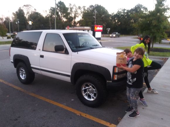 Daddy dinner in the blazer!!