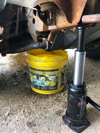 Utilizing a Jack helped catch coolant