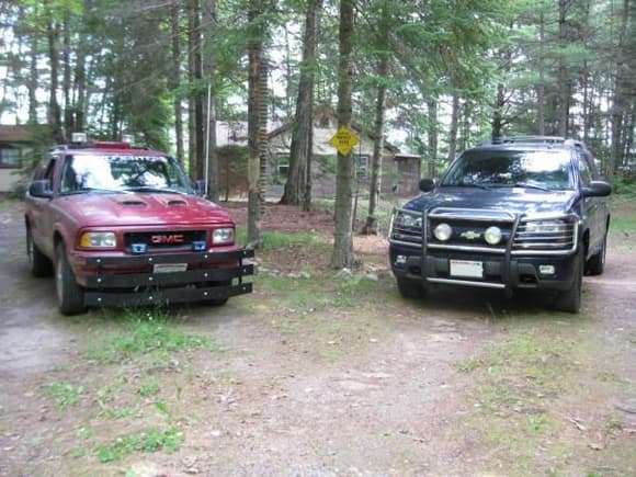 My truck and 1 of my dad's Chevys. 04 Trailblazer