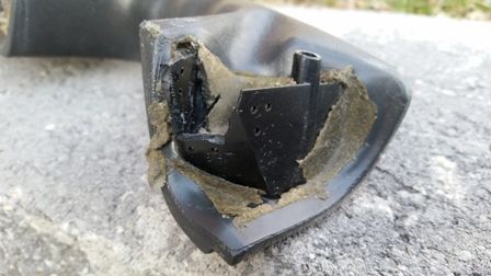 I will be using an epoxy putty to repair the door handle. To help the epoxy stick, roughen the plastic and drill some small holes.