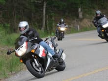 2010 CBRForum get together in the Smokys. CB2CBR-Trout-Sprock on a dragon pass