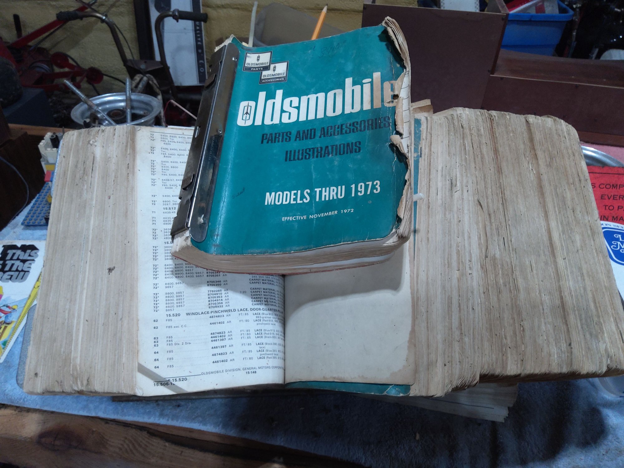 This is the countertop parts manual from an Oldsmobile Dealership so all areas are covered including breaking down parts like Distributors, Body, trim going back as far as1953, etc.