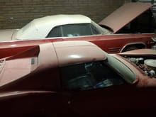 My convertible and my wife's Corvette in storage.