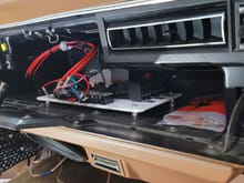 The wires were outfitted with connectors and terminated.  I decided to hang the wires from above as the glovebox door doesn't allow much room.  