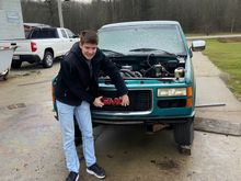 Front clip is ready to be lifted off.  Featuring my buddy being a goofball.