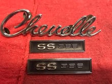 Chevelle emblem and SS 396 door panel emblems $75 for all 3. 